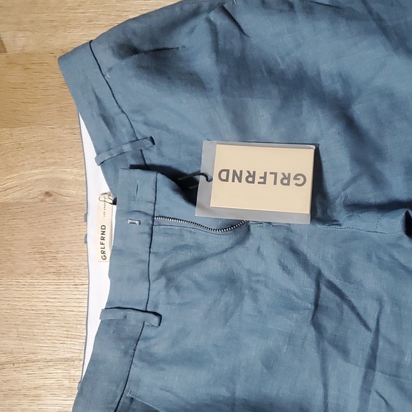 NWT GRLFRND The Linen Flared Pant in Denim Blue - Picture 3 of 6